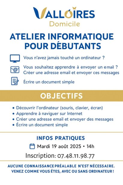 Valloires Domicile - Atelier Initiez-vous à l’informatique !